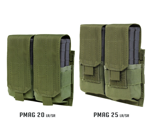 Two Condor Double M14 Mag Pouch Gen II pouches in Scorpion OCP are displayed side by side, each ideal for military or range use and designed to hold two rifle magazines securely.